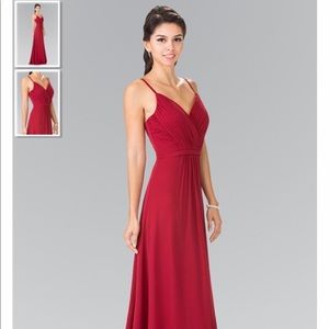 Burgundy Sweetheart Spaghetti Strap Long Dress